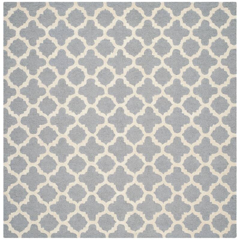 SAFAVIEH Handmade Cambridge Touria Modern Moroccan Wool Rug - 6' Square - Silver/Ivory