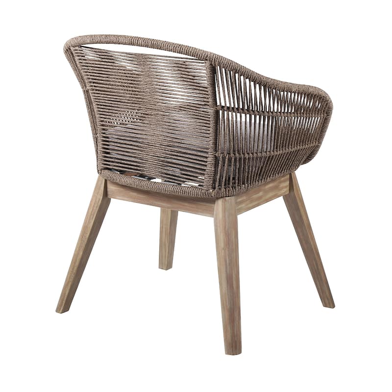 Solid Eucalyptus Wood and Rope 5 Piece Round Outdoor Dining Set
