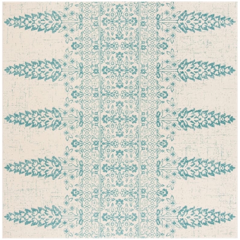 SAFAVIEH Evoke Gelinda Vintage Boho Rug - 6'7" Square - Ivory/Teal
