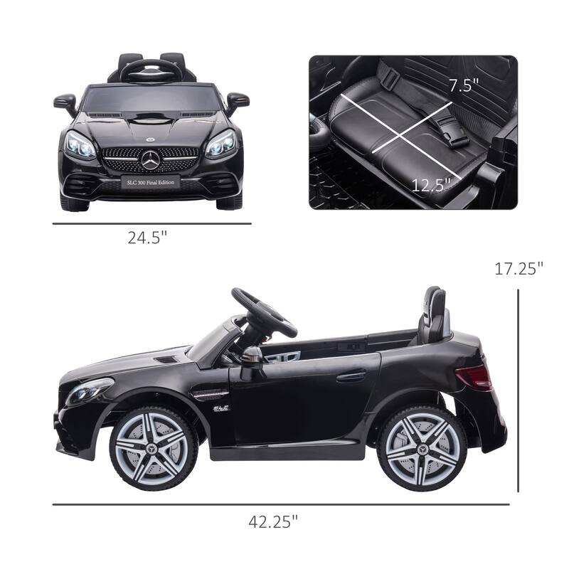 Black Electric Vehicle for Kids with Seat Belts, Ride on Truck Car with Dashboard, Exclusive Child Carriage with Headlights