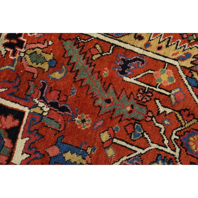 Hand Knotted Oriental 100% Wool Carpet Traditional Medallion Oranges & Rust Heriz (serapi) Area Rug - 11' 6'' X 8' 5''