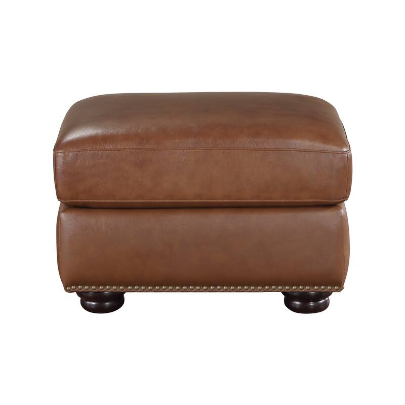 Fowler Leather Match Ottoman