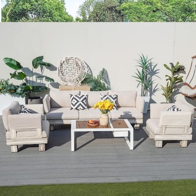 Modern Patio Conversation Set with Coffee Table and Ice Bucket