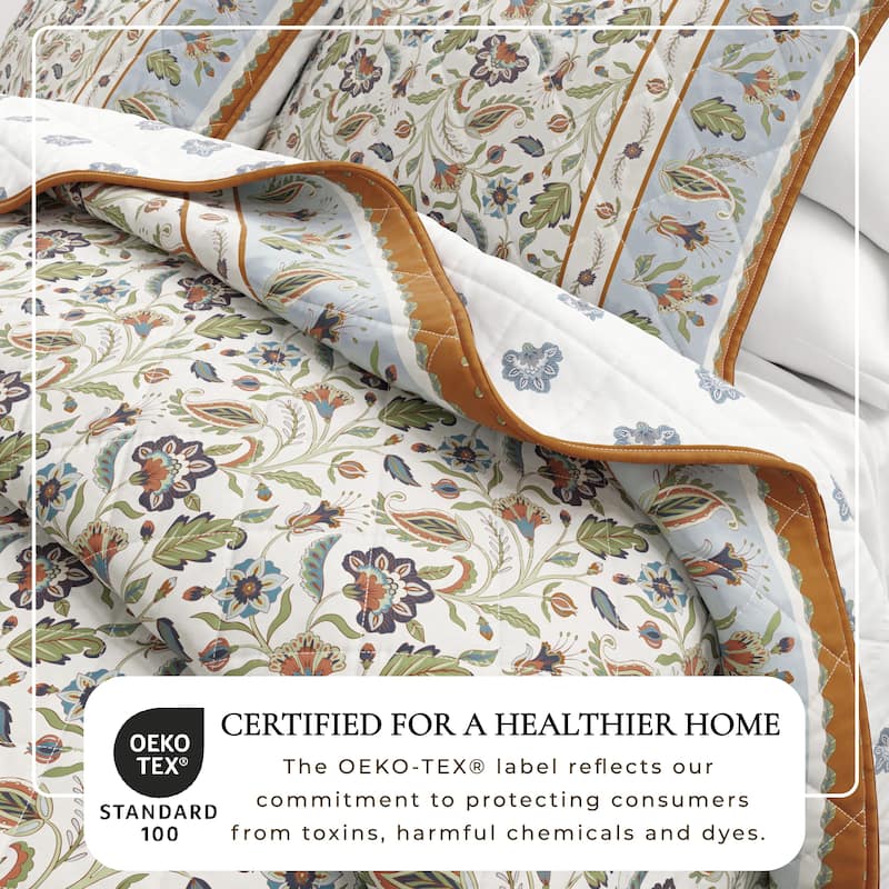 Linery & Co. Boho Floral Cotton Quilt and Sham Set