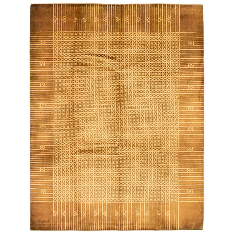 ECARPETGALLERY Hand-knotted Finest Peshawar Ziegler Gold Wool Rug - 8'0 x 10'5 - Dark Gold - 8'0 x 10'5