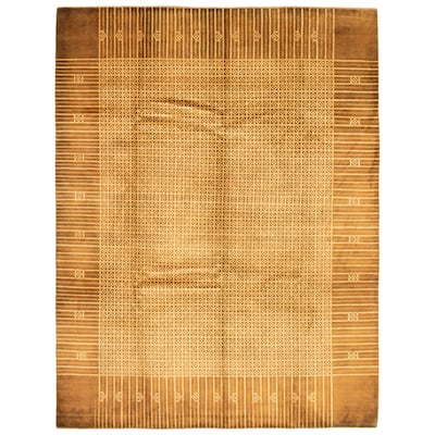 ECARPETGALLERY Hand-knotted Finest Peshawar Ziegler Gold Wool Rug - 8'0 x 10'5