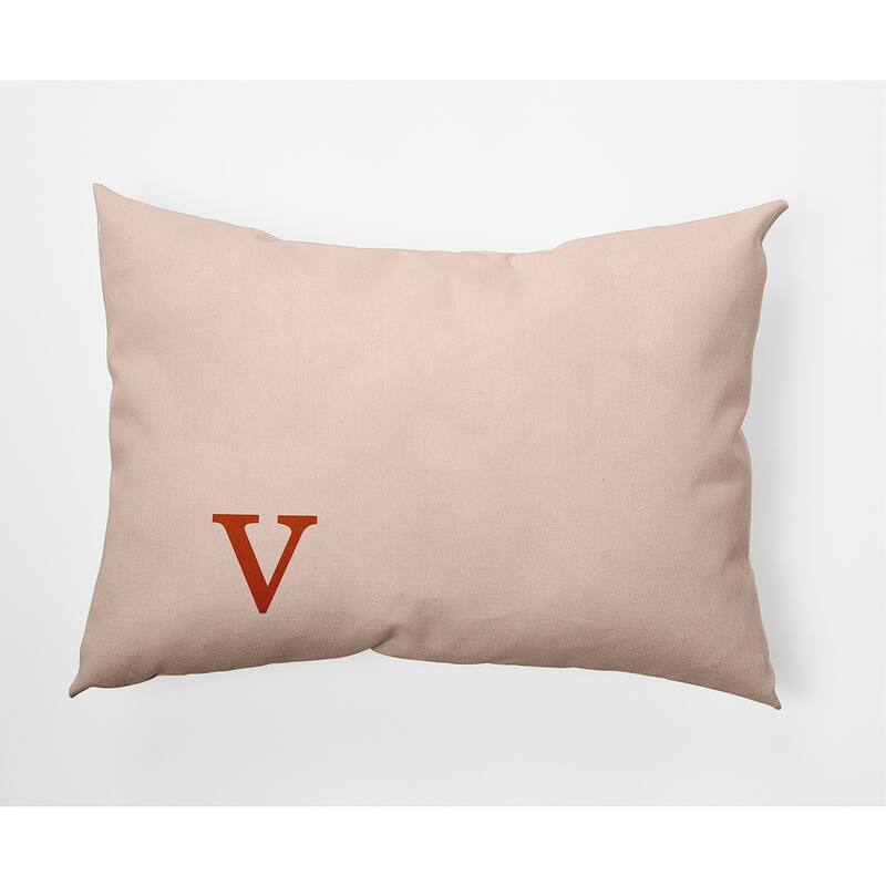 Modern Monogram Indoor/Outdoor Throw Pillow-V - 14" x 20" - Sienna