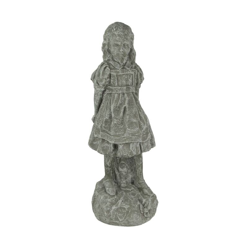 Alice In Wonderland White & Mad Hatter Cement Statue (Set Of 3) - 19.75 X 6 X 7 inches