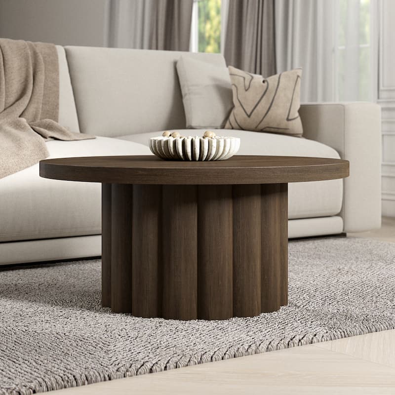 Olie 32" Wide Round Fluted Coffee Table - 32" Wide