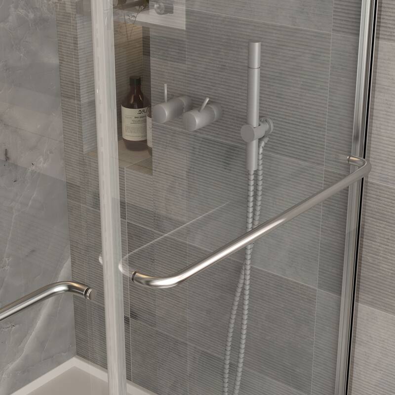 70'' H Glass Double Sliding Shower Door in Black/Chrome