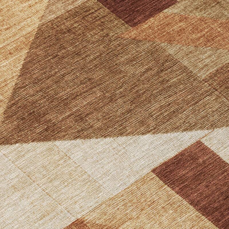 Machine Washable Indoor/ Outdoor Modern Geo Chantille Rug