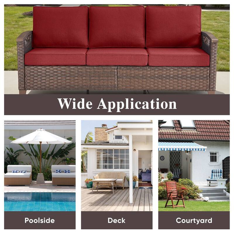 Pocassy Outdoor Brown Wicker Funitre with Cushion Set