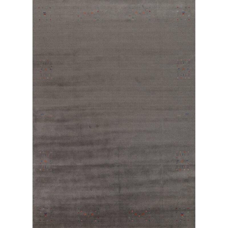 Hand Knotted Oriental 100% Wool Carpet Tribal Tribal Greys & Charcoal Gabbeh Area Rug - 12' 1'' X 9' 1''