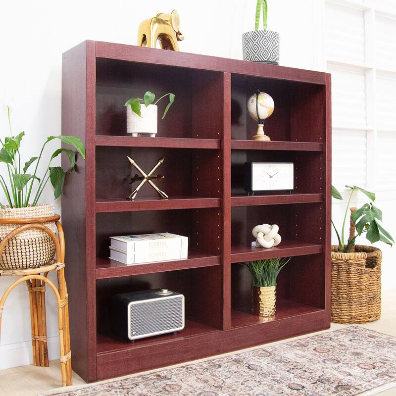 Concepts in Wood Double Wide Wood Bookcase, 8 Shelf, 48 inch Tall