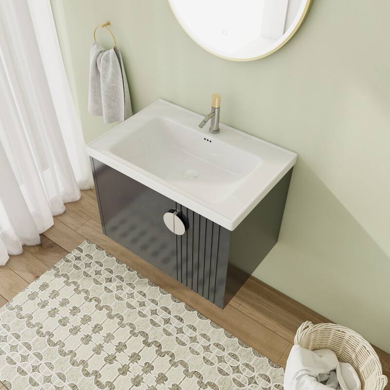 28" Floating Bathroom Vanity with Sink,Wall Mounted Bathroom Vanity with Soft Close Door