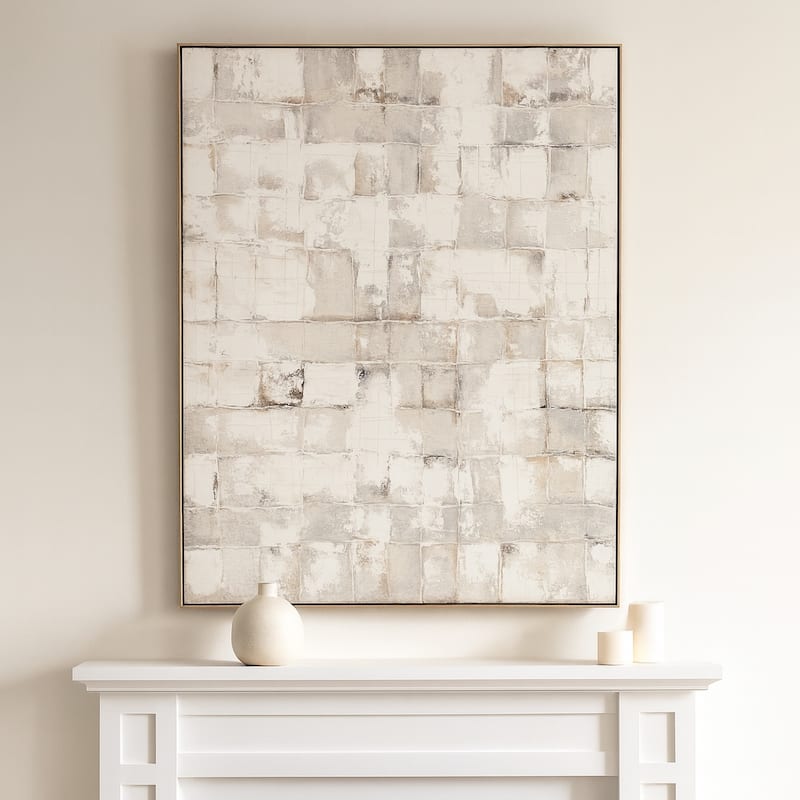 Canvas Wall Art Framed Handpainted Neutral Toned Palette - 2" Multi - Wood - Brown - 46.0"