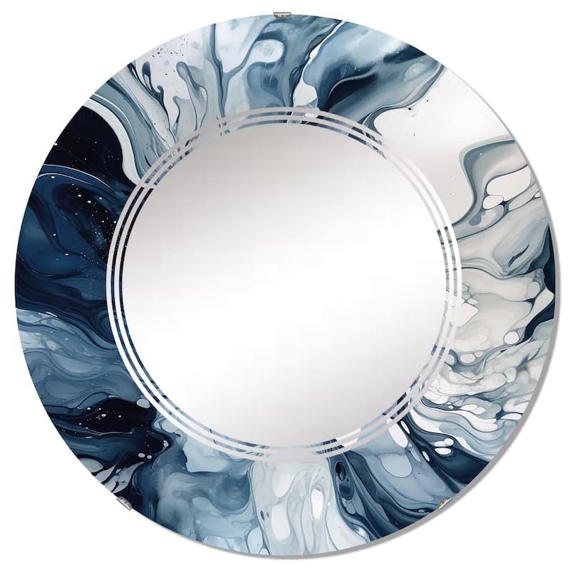 Designart "Blue Grey Ethereal Elixir I" Abstract Modern Wall Mirror