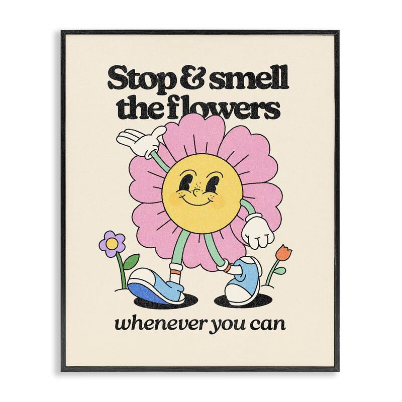 Stupell Vintage Smell The Flowers Framed Giclee Art Design By Victoria Barnes - 11 x 14 - Black