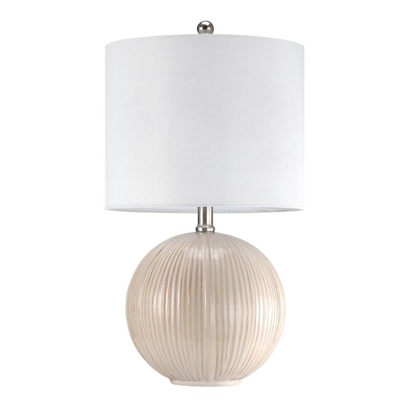 Ceramic White Lamp with White Drum Shade - 19 in. H