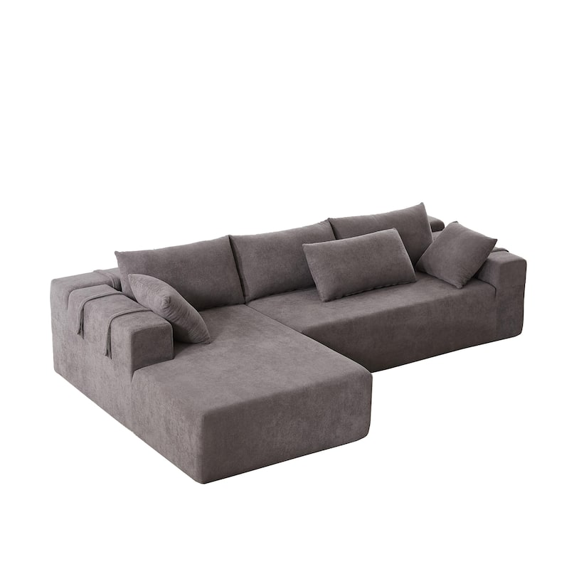 108" Chenille Modular L-Shaped Sectional Sofa with 6 Pillows, Right Chaise & No-Assembly Design