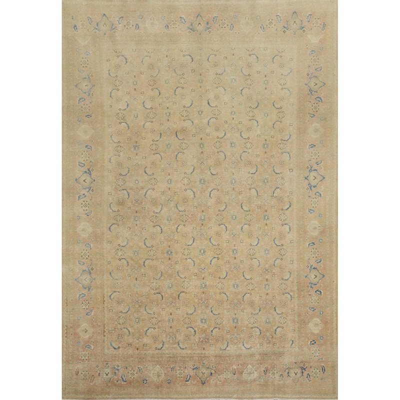 Hand Knotted Oriental 100% Wool Carpet Traditional All-Over Oranges & Rust Tabriz Area Rug - 12' 9'' X 9' 9''