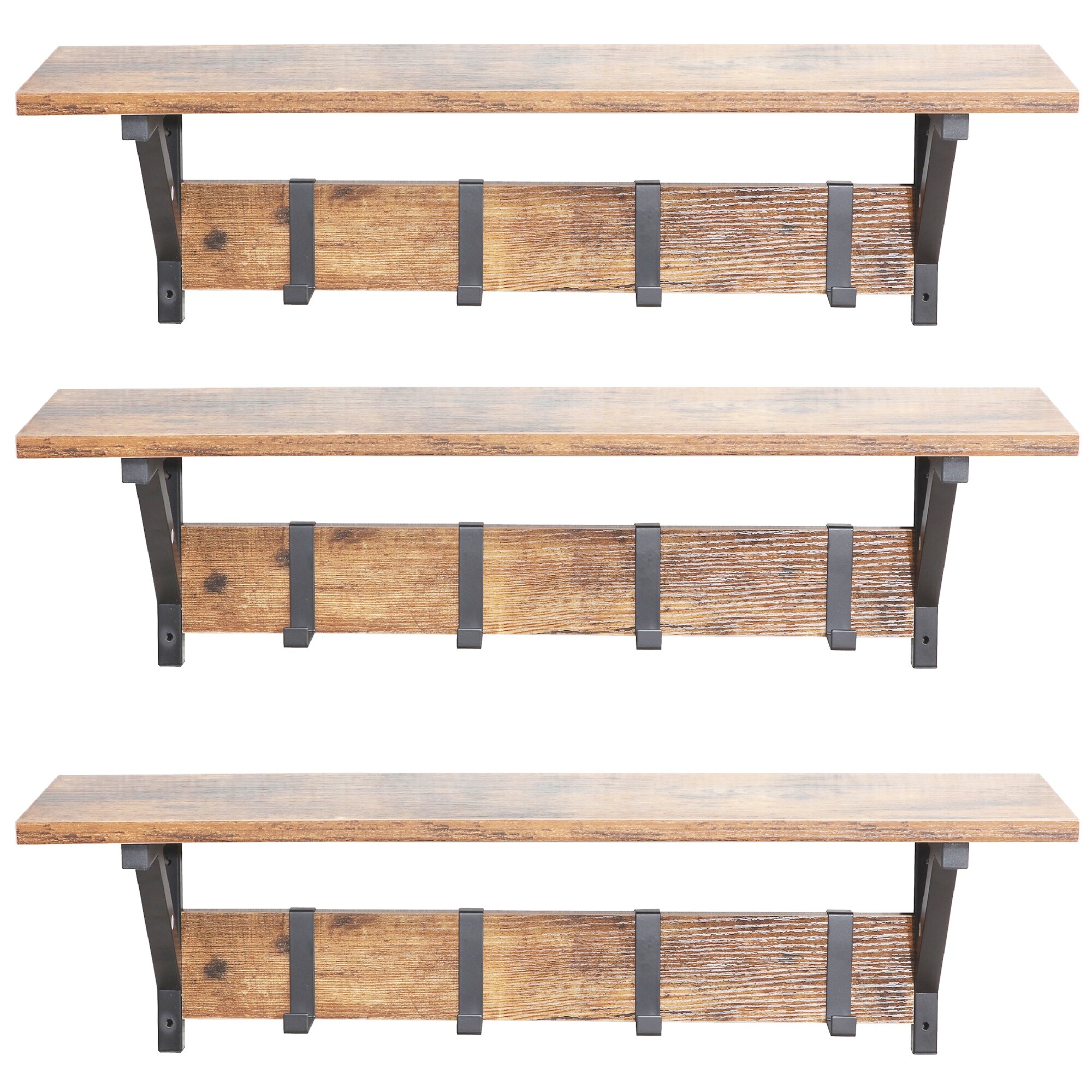 Wall Mounted Floating Coat Rack with Hooks Space Saving Entryway