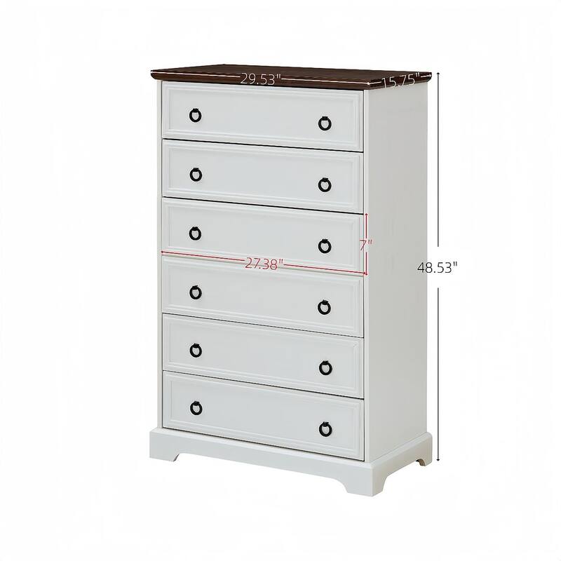 29.5" Modern Tall Textured Borders Organizers with 6 Drawers