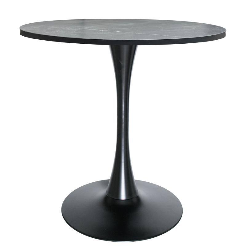 Bristol 27" Round Dining Table for 4 with Solid Wood Tabletop in Sleek Black Pedestal Base for Kitchen & Dining Room - 27.56"