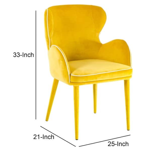 Fabric Upholstered Wing Back Design Dining Chair with High Curvy Arms ...