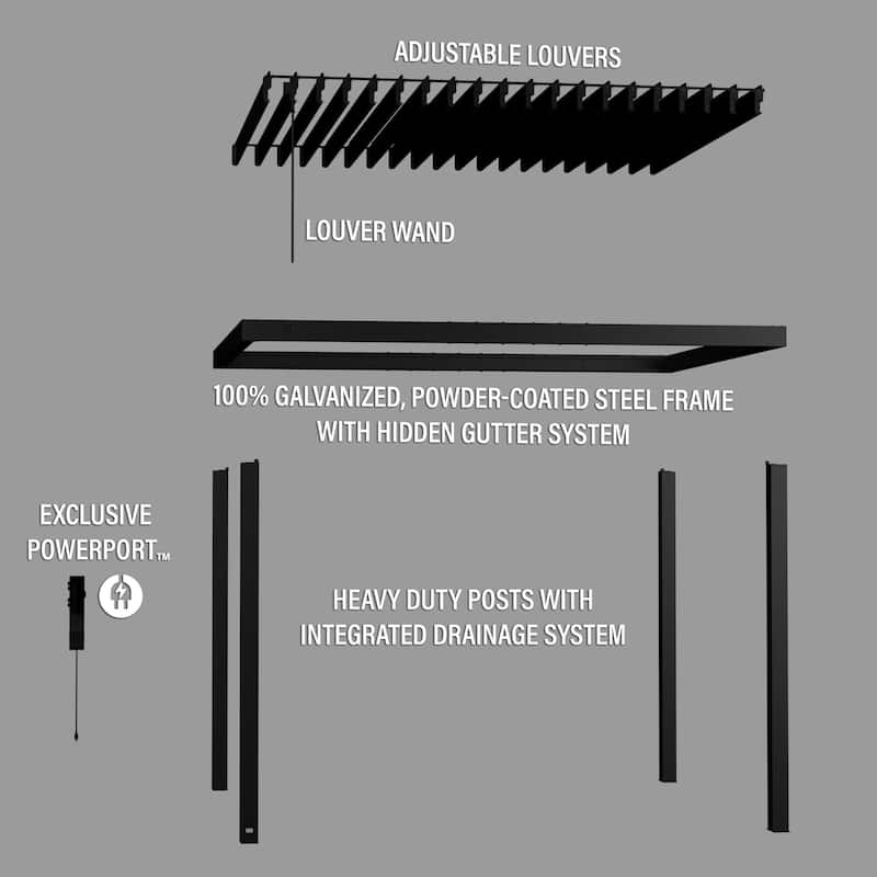 Backyard Discovery Sarasota 12'x10' Galvanized Steel Louvered Pergola