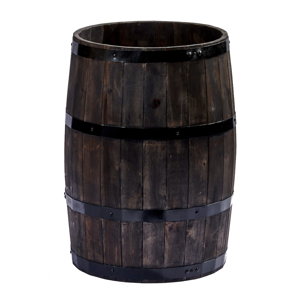 20" Acacia Wood Drum Barrel, Brown