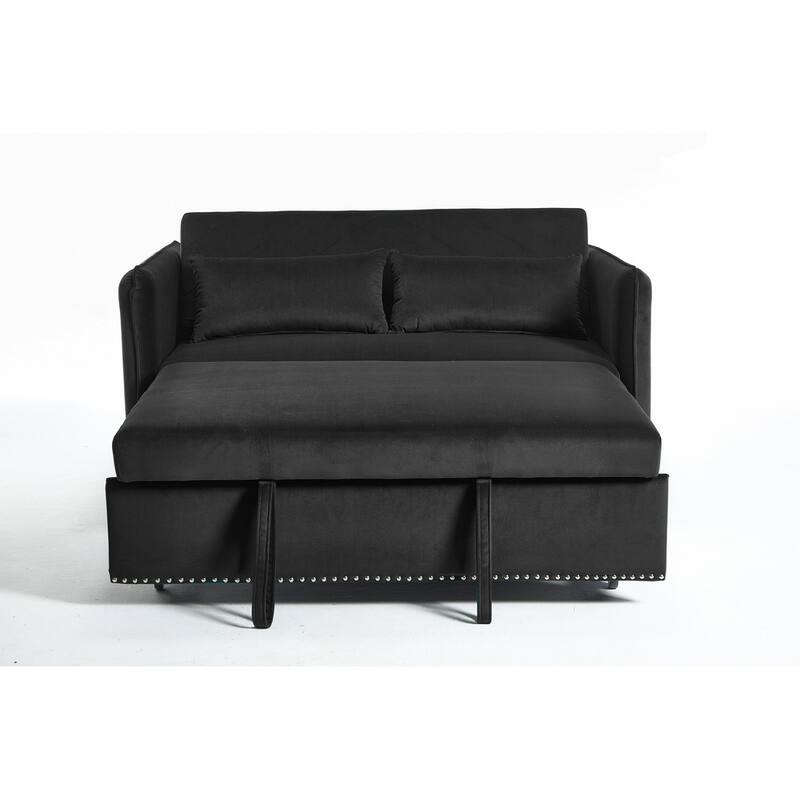 55" Velvet Small Loveseat Lounge Couches with 2 Pillows and Reclining Backrest - 2 Seat
