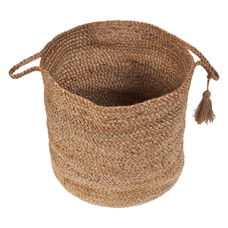 LR Home Montego Solid Natural Jute Decorative Storage Basket (17 in.) - 17" x 17" x 17"