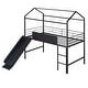 preview thumbnail 29 of 36, Twin Size Metal Playhouse Kids Bed Loft Bed with Slide,Stair,Guardrails,Two-sided writable Wooden Board