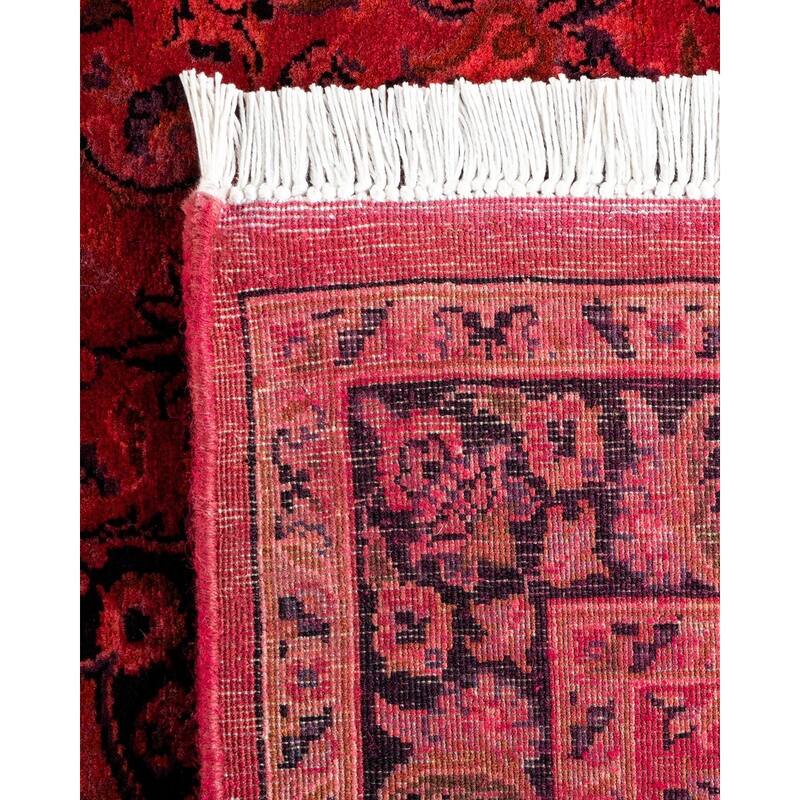 Overton Hand Knotted Wool Vintage Inspired Modern Contemporary Overdyed Pink Runner Rug - 2' 8" x 4' 2"