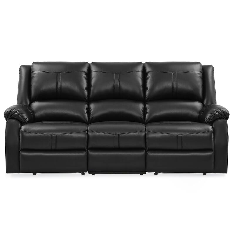 Manual Recliner,Faux Leather Reclining Sofa Set, 3-Seater Reclining Sofas For Living Room - 80.7"W X 37.4"D X 39.8"H