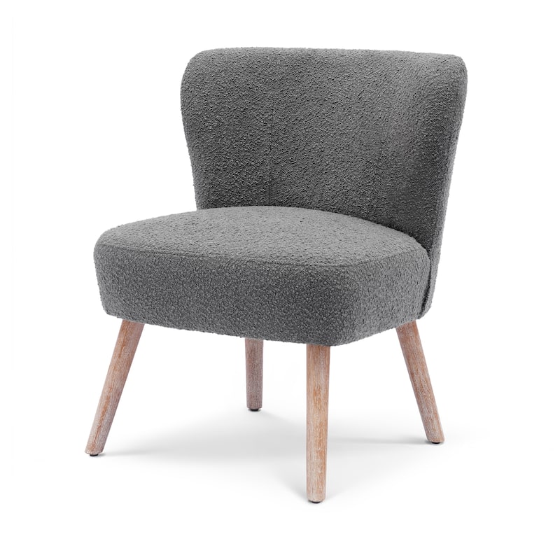 Boucle Polyester Upholstered Armless Accent Chair - Stain Resistant