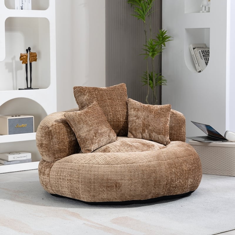Comfort Lounger High Back Bean Bag Chair Couch With Three Pillows - Coffee