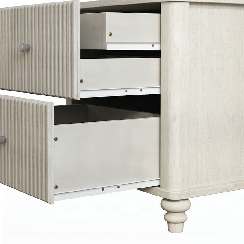 Wood NightStand with Metal Handle