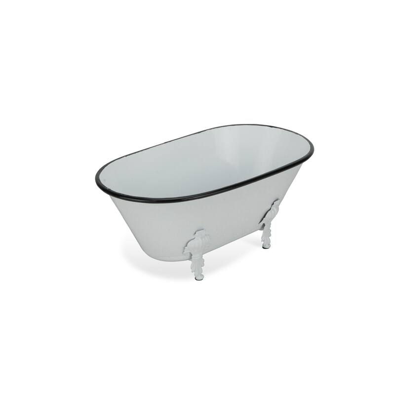 Gray Metal Large Decorative Bathtub - White