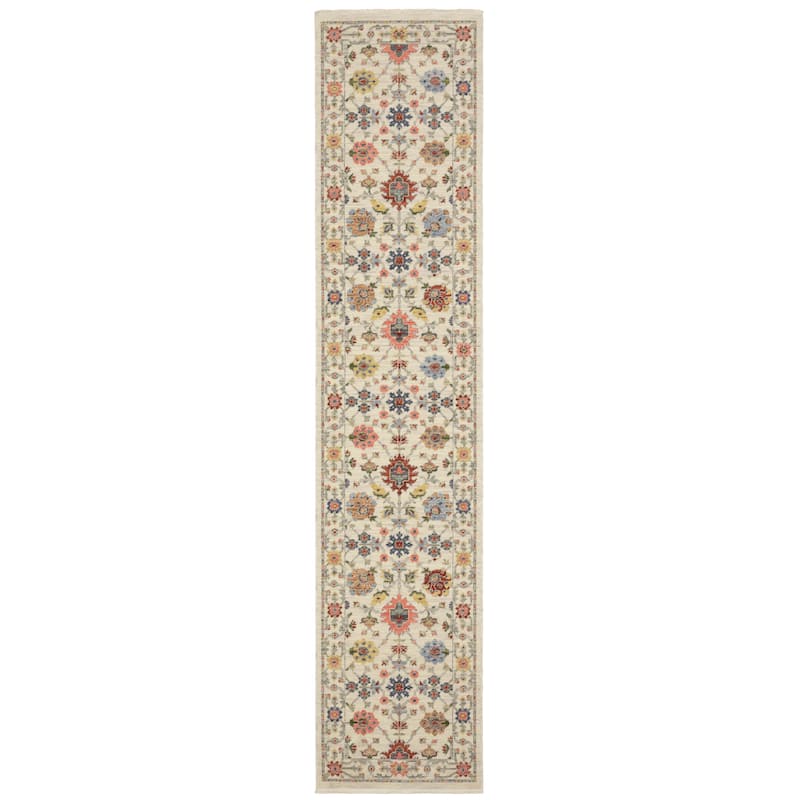 Style Haven Lawson Traditional Floral Wool Fringe Edge Area Rug - 2' 6" x 12' - Ivory/ Multi - Runner