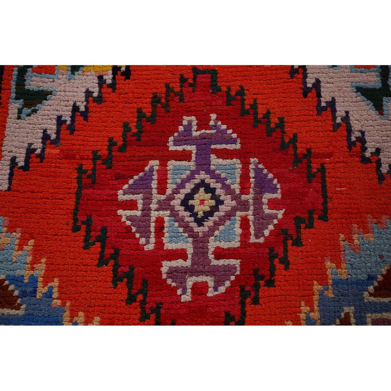 Orange Tribal Anatolian Oriental Runner Rug Handmade Silk Carpet - 3'0"x 13'3"