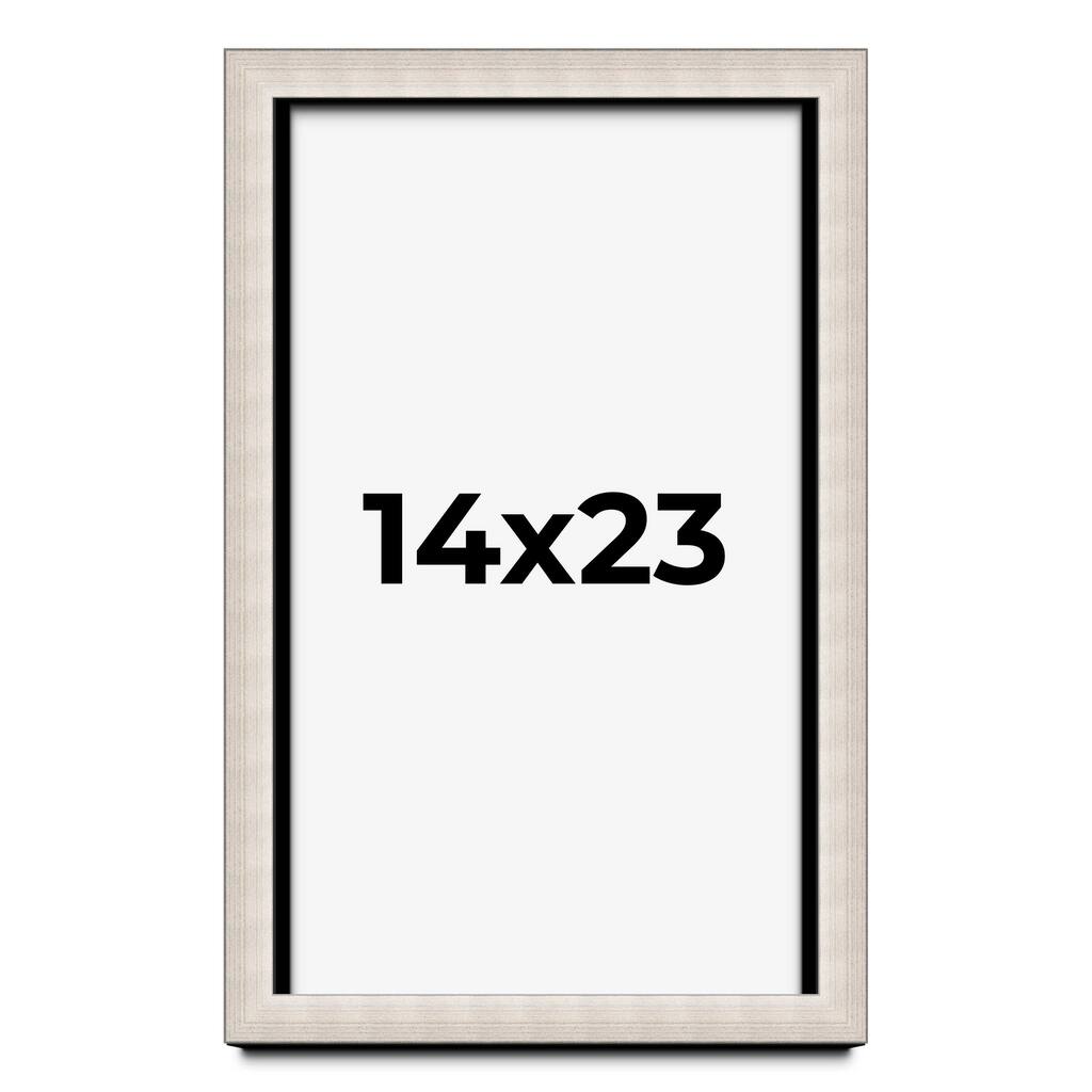 14x23 Shadow Box Frame Silver Real Wood Contemporary Shadowbox Display Frame UV Acrylic Front Acid Free Backing and Hardware
