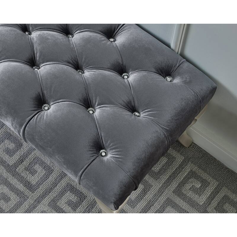Decor Maxem Tufted FabricUpholstered Bench with Nailhead Trim