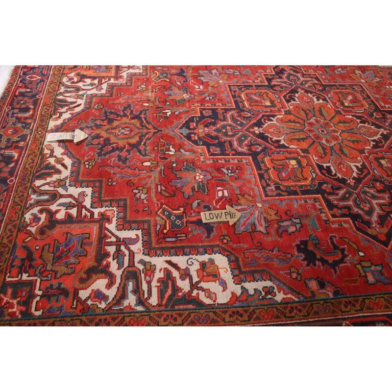 Hand Knotted Oriental 100% Wool Carpet Traditional Medallion Red Heriz Area Rug - 12' 3'' X 8' 4''