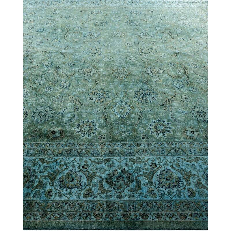 Overton Hand Knotted Wool Vintage Inspired Modern Contemporary Overdyed Gray Area Rug - 9' 2" x 11' 10"