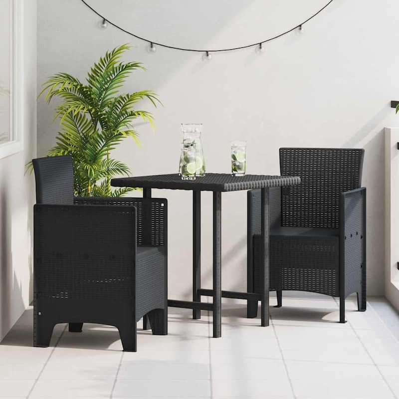vidaXL Garden Chair 2/4 pcs Anthracite/Brown/White 53 x 49 x 85 cm PP - 53 x 49 x 85 cm - Anthracite without cushion /2