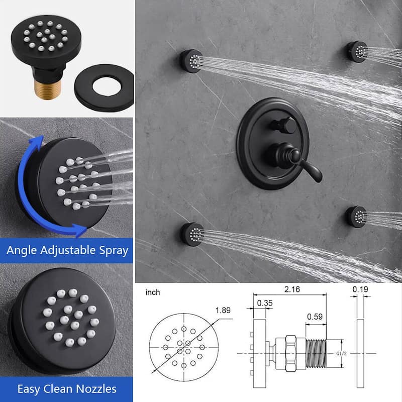 YASINU Antique Shower Faucet-Sets Fixtures, 9 inch Wall Rain Head with Handheld Spray and Body Jets