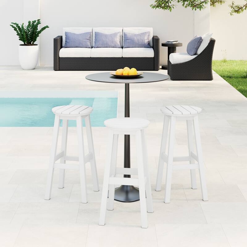 Laguna Hdpe All Weather Outdoor Patio 29" Round Bar Stool (Set Of 3)