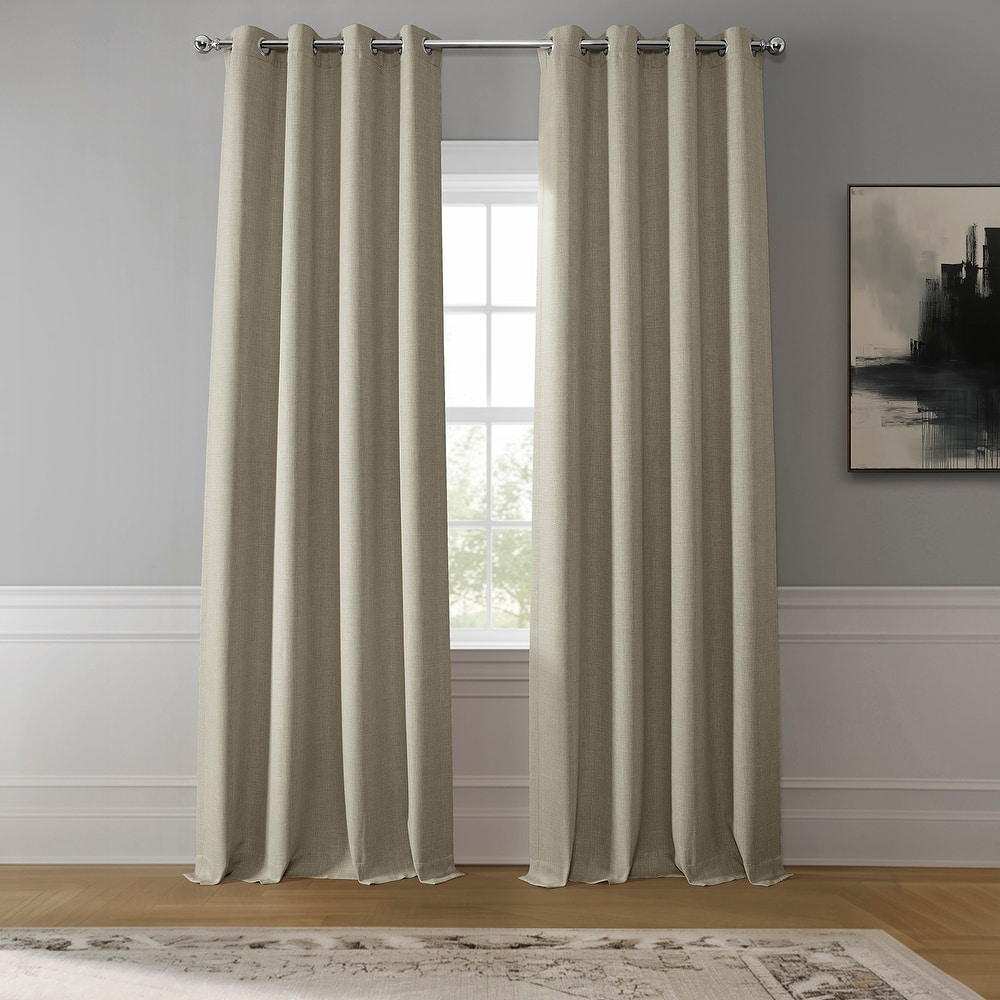 Exclusive Fabrics Grommet Textured Faux Linen Room Darkening Curtains for Bedroom & Living Room Curtains (1 Panel)